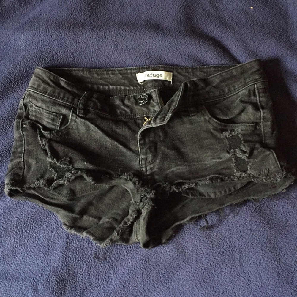 Black denim shorts